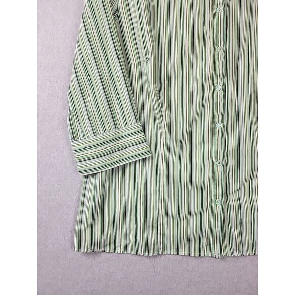 Croft & Barrow Stretch Green Striped 3/4 Sleeve Button Up Shirt Women's Plus 1X - Picture 5 of 12